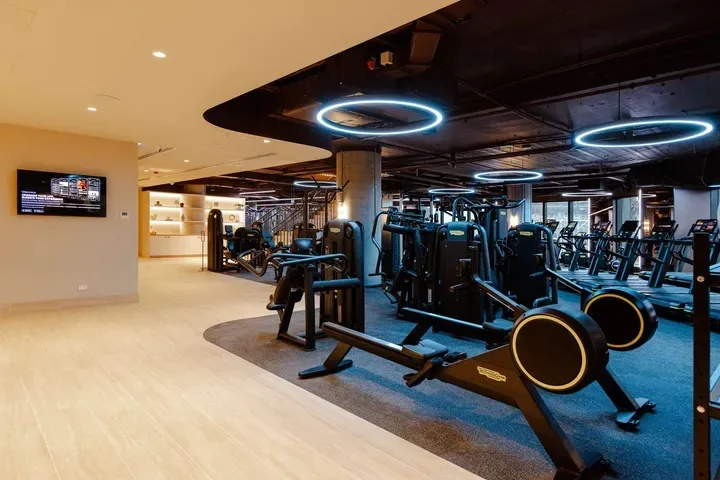 Open training floor with timber look flooring and a resilient cardio zone