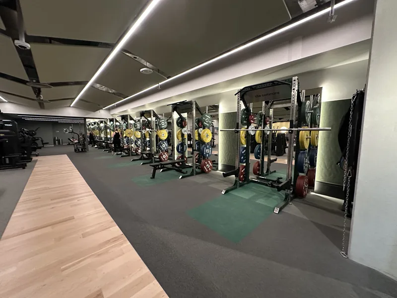 Functional turf track running beside the free weight area